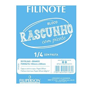 Bloco Rascunho com Picote 1/4 Sem Pauta Filiperson