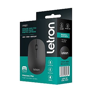 Mouse S/ Fio Office Work Preto Bluetooth Ergonomico Optico Letron 74361