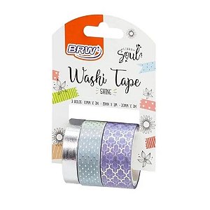 Fita Adesiva Washi Tape Shine Lilás 3M Brw