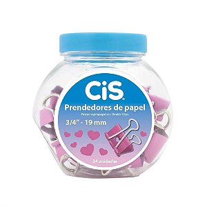 Prendedor de Papel Coração Rosa 3/4 19mm Cis