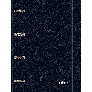 Caderno Argolado Cartonado Universitário com Elástico Lunix Preto 80 F