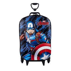 Kit Mala Infantil 3D Capitão America com Rodinha + Mochila Infantil Diplomata Maxtoy