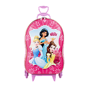 Kit Mala Infantil 3D Princesas com Rodinha + Mochila Infantil Diplomata Maxtoy