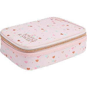 Estojo Box Académie Coração Metalizado Rosa Tilibra REF.338974