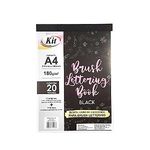 Bloco Livro Brush Lettering Book Black A4 20 folhas kit