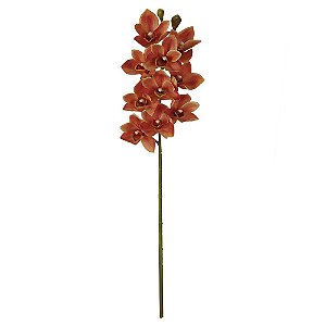 Orquídea Cymbidium Real Toque (Haste com 10 Flores) 75cm - Laranja