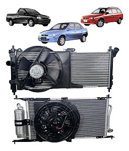 Radiador Condensador Ventoinha Corsa 1999 / 2010 Com Ar
