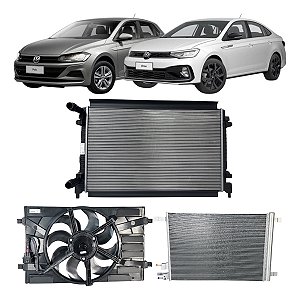 Kit Radiador Condensador Ventoinha Polo Virtus 1.6 Msi Vw