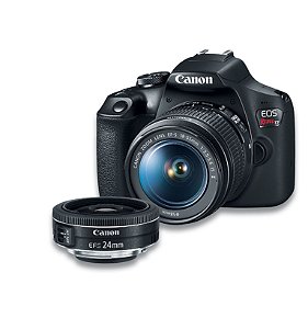 Canon EOS Rebel T7+ (Plus) com Lente 18-55mm f/3.5-5.6 IS II + Lente Canon EF-S 24mm f/2.8 STM