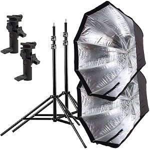 Kit de Iluminação F360 - 2 Tripés 2,5 m + 2 Suportes de Sombrinha YA-421 + 2 Octobox 120cm