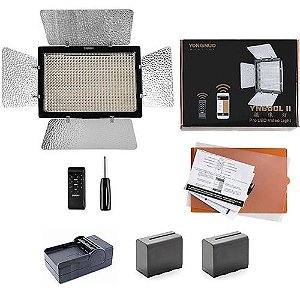 LED Yongnuo YN-600L II + 2 Baterias + Carregador + Fonte de alimentação para LED Yongnuo +Tripé de iluminação Weifeng W-803