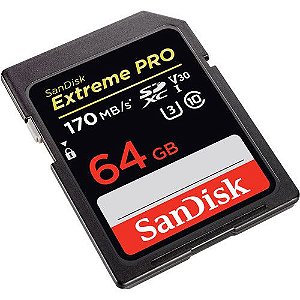 Cartão de Memória SanDisk 64GB UHS-I  U3 Extreme Pro Classe 10 SDXC - 170mb/s