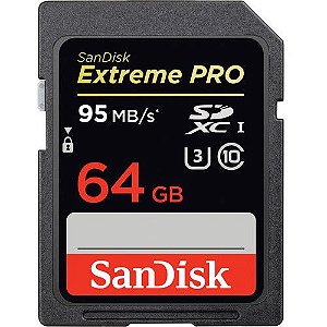 Cartão de Memória SanDisk 64GB UHS-I U3 Extreme Pro Classe 10 microSDXC - 95mb/s