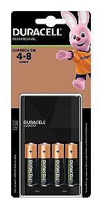 Pilhas Duracell 2500mAh AA Recarregáveis (kit com 4 unidades) + carregador
