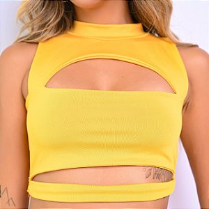 Cropped recortes - Amarelo