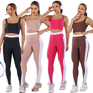 Conjunto bicolor calça fitness