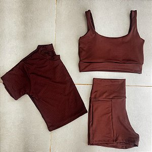Kit 3 peças - cropped dry + conjunto de short