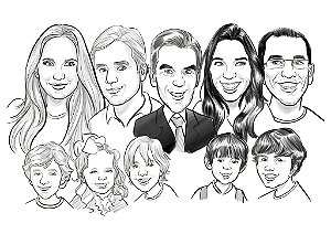Caricatura Família 10 Pessoas
