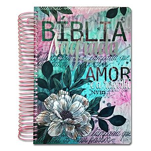 BÍBLIA NVI ANOTE Espiral Letra Normal capa flor artística