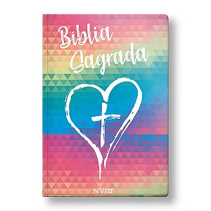 BÍBLIA NVI SLIM LETRA NORMAL CAPA SEMILUXO CORAÇÃO COLOR