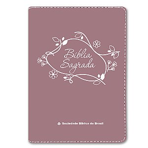 BÍBLIA RA065LGEZ Letra grande capa rose zíper