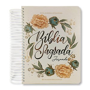 BÍBLIA NA083JR JORNADA margens para anotações Letra maior capa dura espiral flores - Bible Journaling