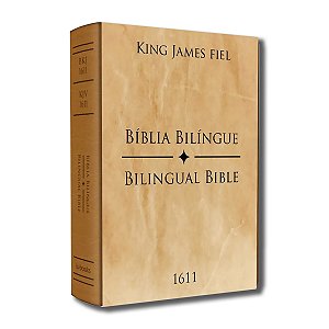 BÍBLIA BKJ FIEL 1611 BILÍNGUE PORTUGUÊS-INGLÊS - Letra normal CAPA CARAMELO