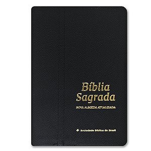 BÍBLIA NA069LGI Letra gigante capa luxo preta couro legítimo