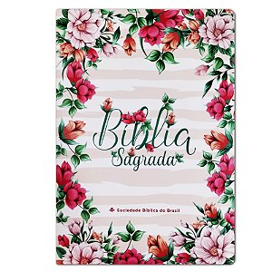 BÍBLIA NA81 SLIM Letra grande cp semiflexível SEMIRÍGIDA ILUSTRADA FLORAL ROSE