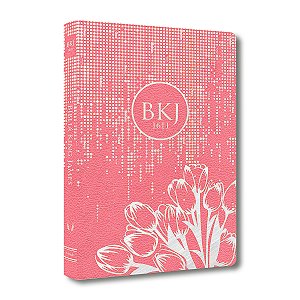 BÍBLIA BKJ 1611 Letra normal ULTRAFINA SLIM CAPA ROSA TULIPA