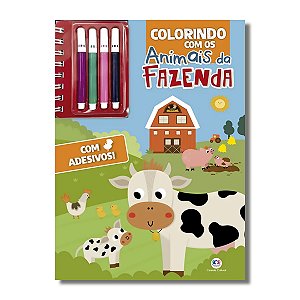 COLORINDO COM OS ANIMAIS DA FAZENDA - Livro de colorir + canetinhas