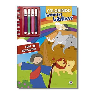 COLORINDO HISTÓRIAS BÍBLICAS - Livro de colorir + canetinhas