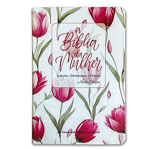BÍBLIA DA MULHER NA065NBEM Letra normal capa couro sintético TULIPA VERMELHA