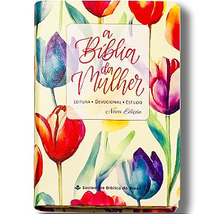 BÍBLIA DA MULHER NA065NBEM Letra normal capa couro sintético TULIPA LARANJA