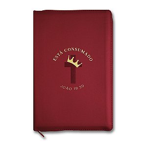 BÍBLIA NVI Leitura perfeita Letra normal ZÍPER CAPA LUXO VERMELHO - ESTÁ CONSUMADO - João 19.30