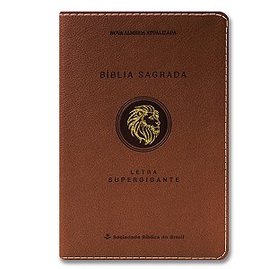 BÍBLIA NA065LSGIL Letra supergigante CAPA LUXO ASTON MARROM LEÃO