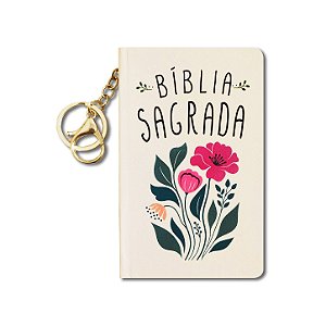 BÍBLIA NVT CHAVEIRO Letra normal CAPA DURA FLORAL