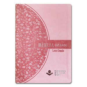 BÍBLIA RA045LG Letra grande CAPA LUXO ROSA CLARO BEIRA FLOR - Edição bolso