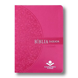 BÍBLIA RA045LG Letra grande edição de bolso beiras floridas capa pink