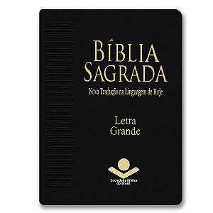 BÍBLIA NTLH045LG Letra grande capa luxo preta edição de bolso