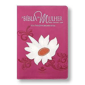 BÍBLIA DA MULHER NTLH065TIBM - ROSA ESCURO COM MARGARIDA COSTURADA
