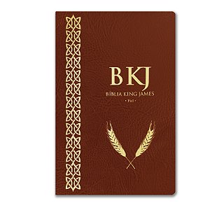 BÍBLIA KING JAMES FIEL 1611 Letra normal capa luxo marrom palavras de Jesus em vermelho