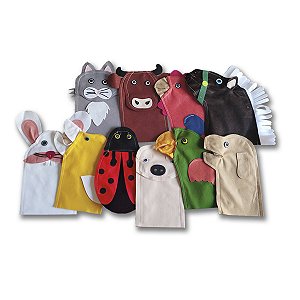 FANTOCHES ANIMAIS DOMÉSTICOS- Conjunto completo -  10 peças feltro