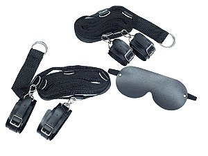 KIT AMARRAS PARA COLCHÃO COM ALGEMA E VENDA DE OLHOS PRAZER & CIA