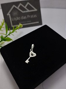 *Pingente Chave com micro pedras zircônia de Prata 925*