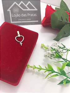 *Pingente coração com cruz de Prata 925*