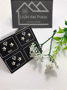 *Brinco Liso Pequeno delicado Estrela / Lua / Coração em Prata 925*