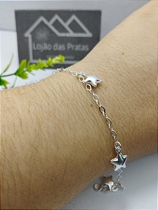 *Pulseira com Estrelas - 2mm x 18cm em prata 925*