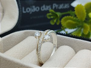 *Anel trio com pedras em prata 925*