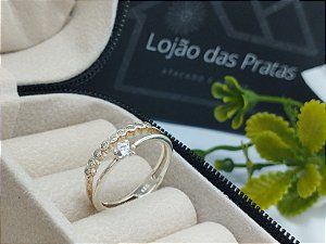 *Anel duplo com pedra em prata 925*
